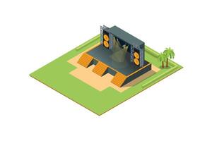 Illustration Isometric Music Event stage, 3d Concept Isometric View. Suitable for Diagrams, Game Asset, And Other asset vector