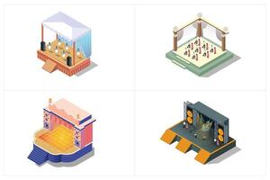 illustration set of isometric music stages, white background suitable for picture book assets, games and related assets vector