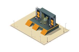 Illustration Isometric Music Event stage, 3d Concept Isometric View. Suitable for Diagrams, Game Asset, And Other asset vector