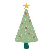 Christmas tree hand drawn isolated on white background vector