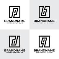 Letters B D P Q Square Dynamic Logo Set, suitable for any business vector