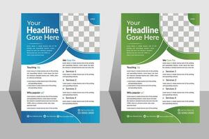 Business flyer design template , Leaflet presentation. A bundle of 2 templates of Red and Blue color a4 size flyer template. vector