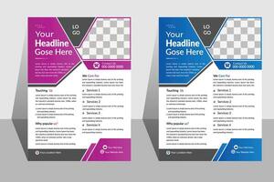 Business flyer design template , Leaflet presentation. A bundle of 2 templates of Red and Blue color a4 size flyer template. vector