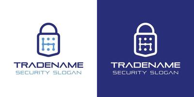 Initial H Lowercase Smart Lock Logo, Perfect for Digital Padlock and Residential Security Services vector