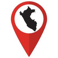 Peru map. Map of Peru on map pin icon red color isolated vector