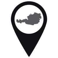 Austria map. Map of Austria on map pin icon black color isolated vector