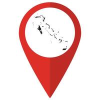 Bahamas map. Map of Bahamas on map pin icon red color isolated vector