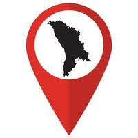 Moldova map. Map of Moldova on map pin icon red color isolated vector