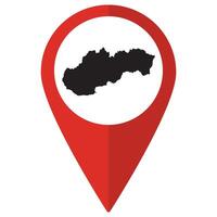 Slovakia map. Map of Slovakia on map pin icon red color isolated vector