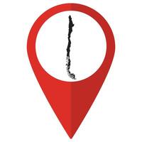 Chile map. Map of Chile on map pin icon red color isolated vector