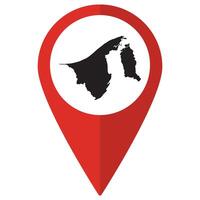 Brunei map. Map of Brunei on map pin icon red color isolated vector