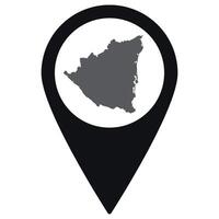 Nicaragua map. Map of Nicaragua on map pin icon black color isolated vector
