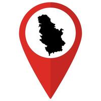 Serbia map. Map of Serbia on map pin icon red color isolated vector