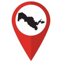 Uzbekistan map. Map of Uzbekistan on map pin icon red color isolated vector