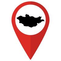 Mongolia map. Map of Mongolia on map pin icon red color isolated vector