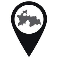 Tajikistan map. Map of Tajikistan on map pin icon black color isolated vector