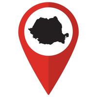 Romania map. Map of Romania on map pin icon red color isolated vector