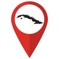 Cuba map. Map of Cuba on map pin icon red color isolated vector
