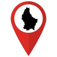 Luxembourg map. Map of Luxembourg on map pin icon red color isolated vector