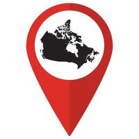 Canada map. Map of Canada on map pin icon red color isolated vector