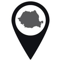 Romania map. Map of Romania on map pin icon black color isolated vector