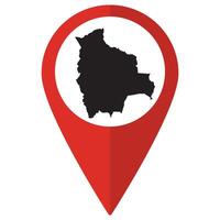 Bolivia map. Map of Bolivia on map pin icon red color isolated vector
