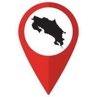 Costa Rica map. Map of Costa Rica on map pin icon red color isolated vector