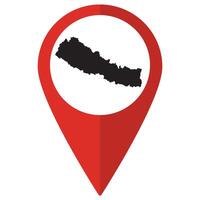 Nepal map. Map of Nepal on map pin icon red color isolated vector