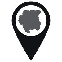 Suriname map. Map of Suriname on map pin icon black color isolated vector