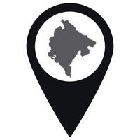 Montenegro map. Map of Montenegro on map pin icon black color isolated vector