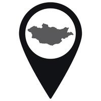 Mongolia map. Map of Mongolia on map pin icon black color isolated vector