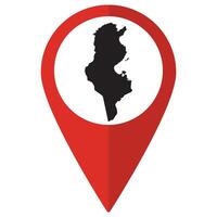 Tunisia map. Map of Tunisia on map pin icon red color isolated vector