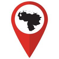 Venezuela map. Map of Venezuela on map pin icon red color isolated vector