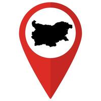 Bulgaria map. Map of Bulgaria on map pin icon red color isolated vector