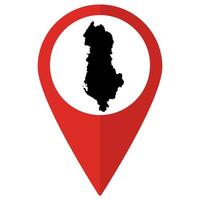 Albania map. Map of Albania on map pin icon red color isolated vector