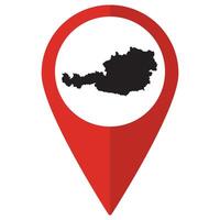 Austria map. Map of Austria on map pin icon red color isolated vector