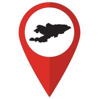 Kyrgyzstan map. Map of Kyrgyzstan on map pin icon red color isolated vector
