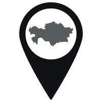 Kazakhstan map. Map of Kazakhstan on map pin icon black color isolated vector