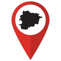 Andorra map. Map of Andorra on map pin icon red color isolated vector