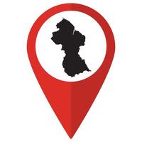 Guyana map. Map of Guyana on map pin icon red color isolated vector