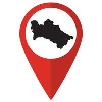 Turkmenistan map. Map of Turkmenistan on map pin icon red color isolated vector