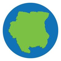 Suriname map. Map of Suriname in globe design with blue circle vector
