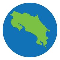 Costa Rica map. Map of Costa Rica in green color and blue globe shape vector