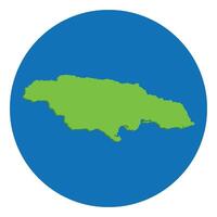 Jamaica map. Map of Jamaica in green color and blue globe shape vector