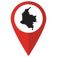 Colombia map. Map of Colombia on map pin icon red color isolated vector