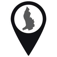 Liechtenstein map on map pin icon black color isolated vector