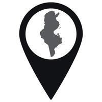 Tunisia map. Map of Tunisia on map pin icon black color isolated vector