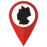 German map. Map of Germany on map pin icon red color isolated vector