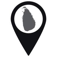 Sri Lanka map. Map of Sri Lanka on map pin icon black color isolated vector