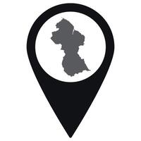 Guyana map. Map of Guyana on map pin icon black color isolated vector